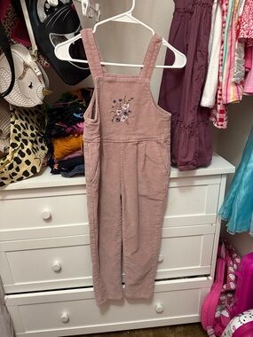 Jamie Kay Dusty Rose Corduroy Jumpsuit with Floral Embroidery